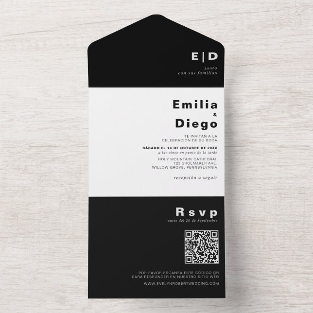 Minimalistisk Elegant Formell Black Boda Bröllop a (Inside)
