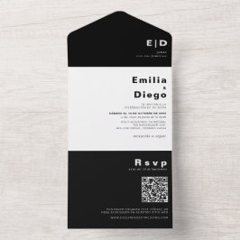 Minimalistisk Elegant Formell Black Boda Bröllop a