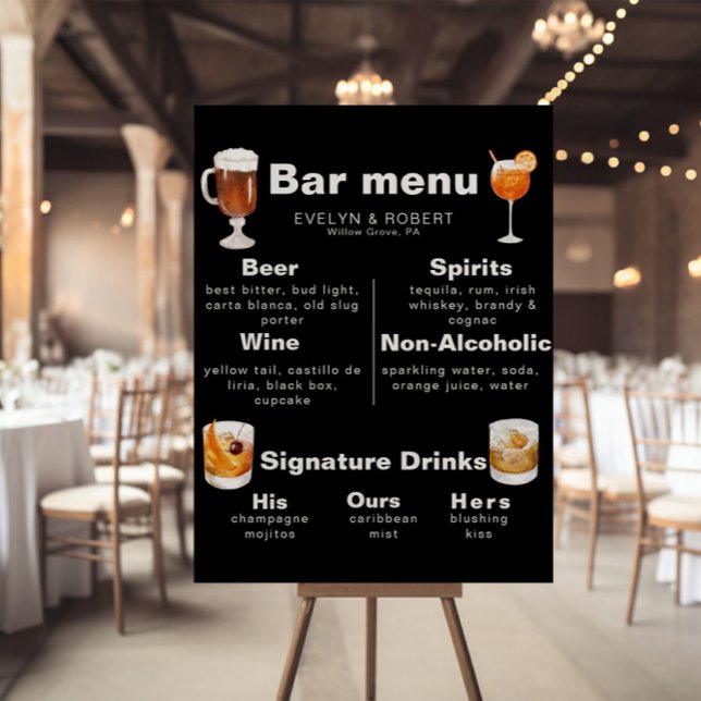 Minimalistisk Elegant Formell Black Bröllop Pub Me Poster (Skapare uppladdad)