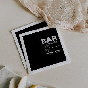 Minimalistisk Elegant Formell Black Pub Mitzvah Pappersservett