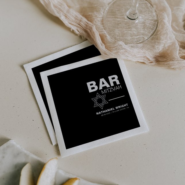 Minimalistisk Elegant Formell Black Pub Mitzvah Pappersservett (Skapare uppladdad)