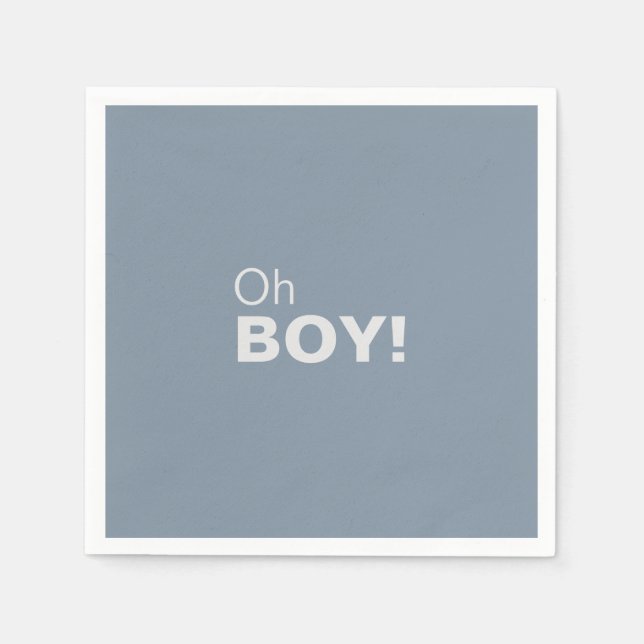 Minimalistisk Elegant Formell Blue Oh Boy Baby Sho Pappersservett (Framsidan)