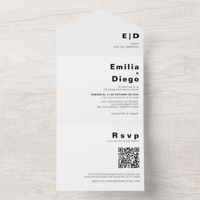Minimalistisk Elegant Formell Boda Bröllop (Insida)