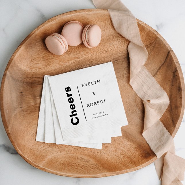 Minimalistisk Elegant Formell Bröllop Cheers Pappersservett (Skapare uppladdad)