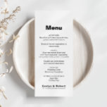 Minimalistisk Elegant Formell Bröllop-meny Meny<br><div class="desc">Det här formella bröllop-menykortet för den minimalistiska eleganten är perfekt för ett bröllop i Österrike. Utformningen har ett vackert teckensnitt för att försköna evenemanget.</div>