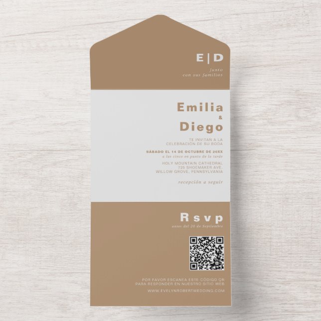 Minimalistisk Elegant Formell Brown Boda Bröllop A (Inside)