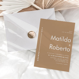 Minimalistisk Elegant Formell Brown Boda Bröllop Inbjudningar