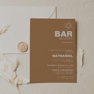 Minimalistisk Elegant Formell Brown Pub Mitzvah Inbjudningar
