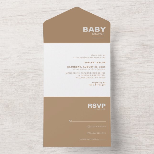 Minimalistisk Elegant Formell brun babydusch (Inside)