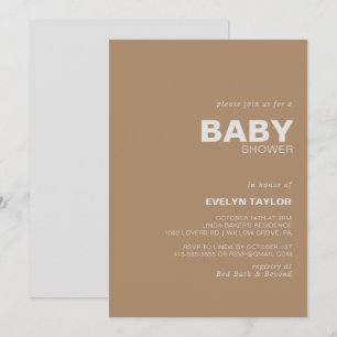Minimalistisk Elegant Formell brun babydusch Inbjudningar