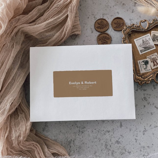 Minimalistisk Elegant Formell Brun Bröllop-retur Adressetikett (Skapare uppladdad)