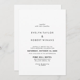 Minimalistisk Elegant Formell front och Back Bröll Inbjudningar