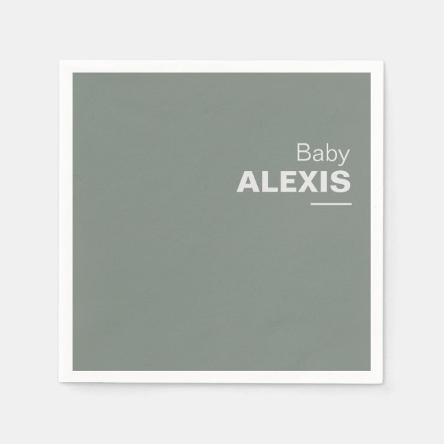 Minimalistisk Elegant - formell Grönt - babyvisnin Pappersservett (Framsidan)