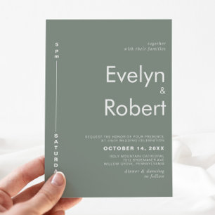Minimalistisk Elegant Formell Grönt Bröllop Inbjudningar
