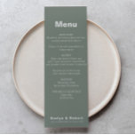 Minimalistisk Elegant Formell Grönt Bröllop Menu Meny<br><div class="desc">Det här formella grönt-menykortet för den minimalistiska eleganten är perfekt för ett rustiskt bröllop. Utformningen har ett vackert teckensnitt i gröntens bakgrund för att försköna evenemanget.</div>