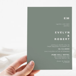 Minimalistisk Elegant, formell initial Grönt Bröll Inbjudningar