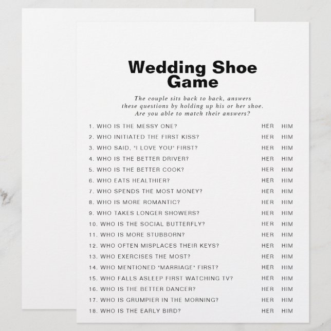 Minimalistisk Elegant - Formellt Bröllop-spel (Fram/baksida)