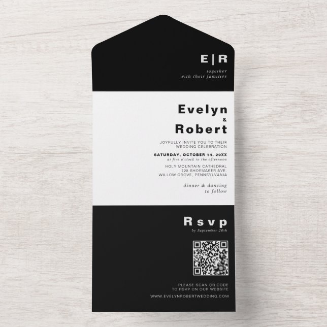 Minimalistisk Elegant Formellt svart Bröllop allt  (Inside)