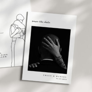 Minimalistisk Elegant Foto Spara datum Inbjudan