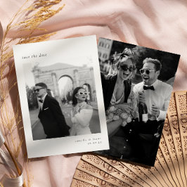 Minimalistisk Elegant Foto Spara datum Inbjudningar