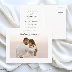 Minimalistisk elegant fotobryllop vykort