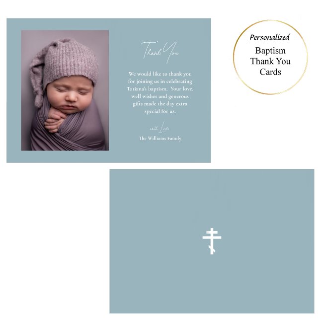 Minimalistisk Elegant Fotoortodoxa baptism Tack Kort (Skapare uppladdad)