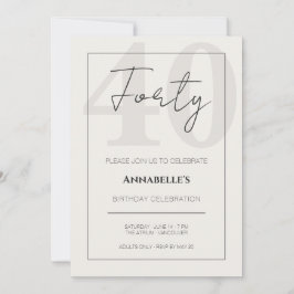 Minimalistisk Elegant Fyrtioårsfirande Inbjudningar
