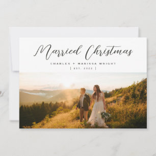 Minimalistisk Elegant, gift julskript - foto Julkort