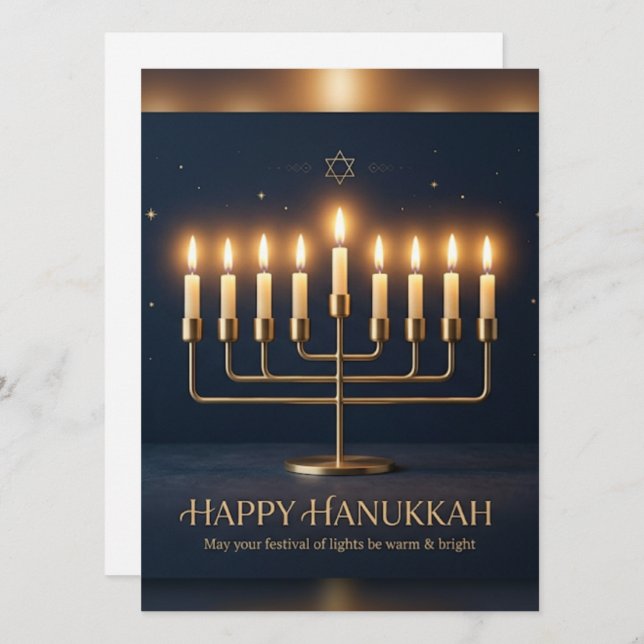 Minimalistisk Elegant Glad Hanukkah Grattiskort - Kort (Fram/baksida)