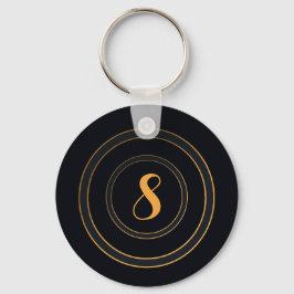 Minimalistisk Elegant Golden Lettering Black Nyckelring