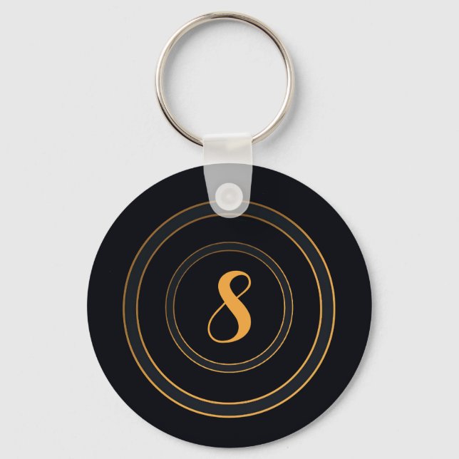 Minimalistisk Elegant Golden Lettering Black Nyckelring (Framsida)