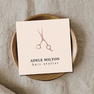 Minimalistisk Elegant Golden Pastel Hairstylist Fyrkantigt Visitkort