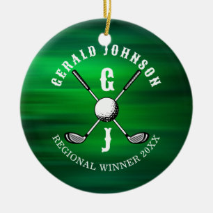 Minimalistisk Elegant Golf Monogram-design Julgransprydnad Keramik