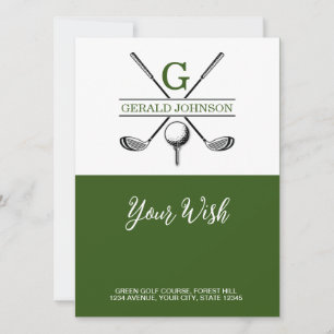 Minimalistisk Elegant Golf Monogram-design Julkort