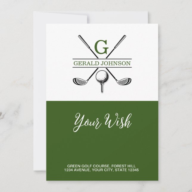 Minimalistisk Elegant Golf Monogram-design Julkort (Framsida)