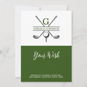 Minimalistisk Elegant Golf Monogram-design Julkort