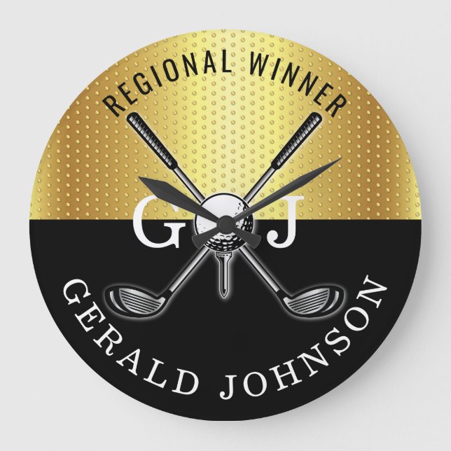 Minimalistisk Elegant Golf Monogram-design Stor Klocka (Framsida)