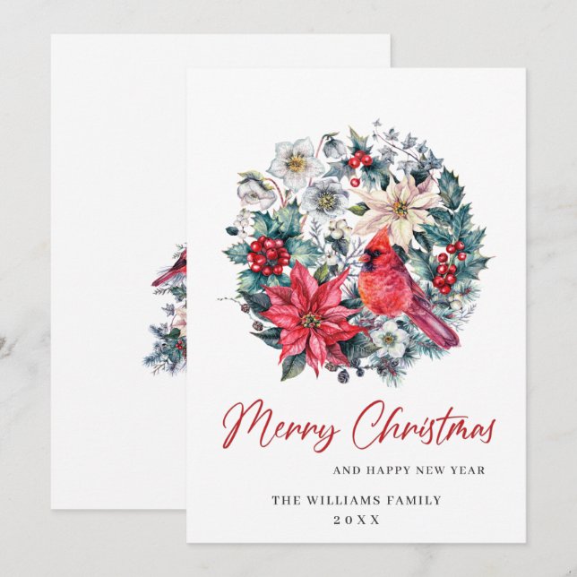 Minimalistisk Elegant Gräs-jul Hälsning Julkort (Fram/baksida)