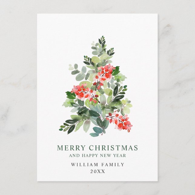 Minimalistisk Elegant Gräs-jul Hälsning Julkort (Framsida)