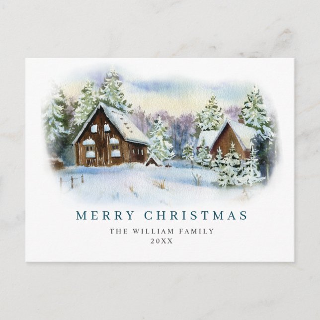 Minimalistisk Elegant Gräs-jul Hälsning Vykort (Framsida)