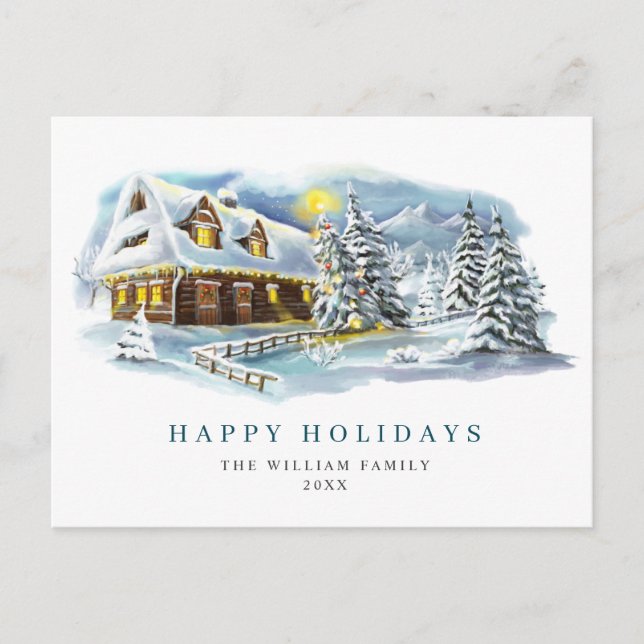 Minimalistisk Elegant Gräs-jul Hälsning Vykort (Framsida)