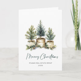 Minimalistisk Elegant Gräs-julbolag Helgkort