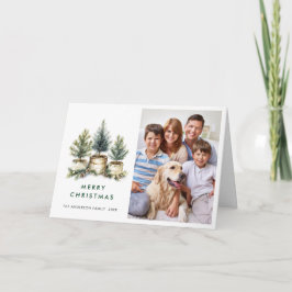 Minimalistisk Elegant Gräs Träd jul 2-foto Helgkort