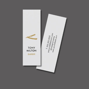 Minimalistisk Elegant Grått Faux Guld Barber Mini Visitkort