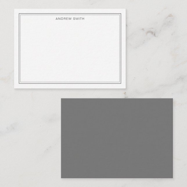 Minimalistisk Elegant Grått för Professionell två  Anteckningskort (Fram/baksida)