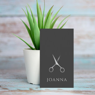 Minimalistisk Elegant-Grått-saxar-Hair Visitkort