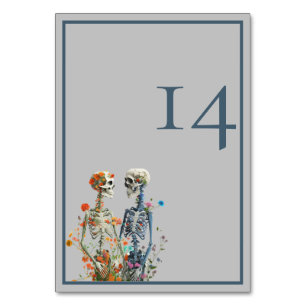Minimalistisk Elegant Grått Skeleton Bröllop Bordsnummer