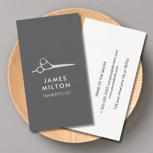 Minimalistisk Elegant Grått White Scissor Hair Sty Visitkort