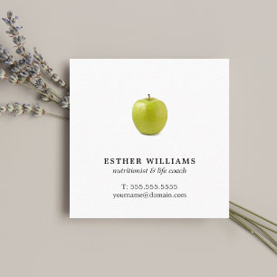 Minimalistisk Elegant Grön Äpple Nutritionist Fyrkantigt Visitkort