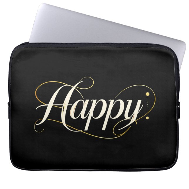Minimalistisk Elegant Guld Glad Typografi - Klassi Laptop Fodral (Framsidan)